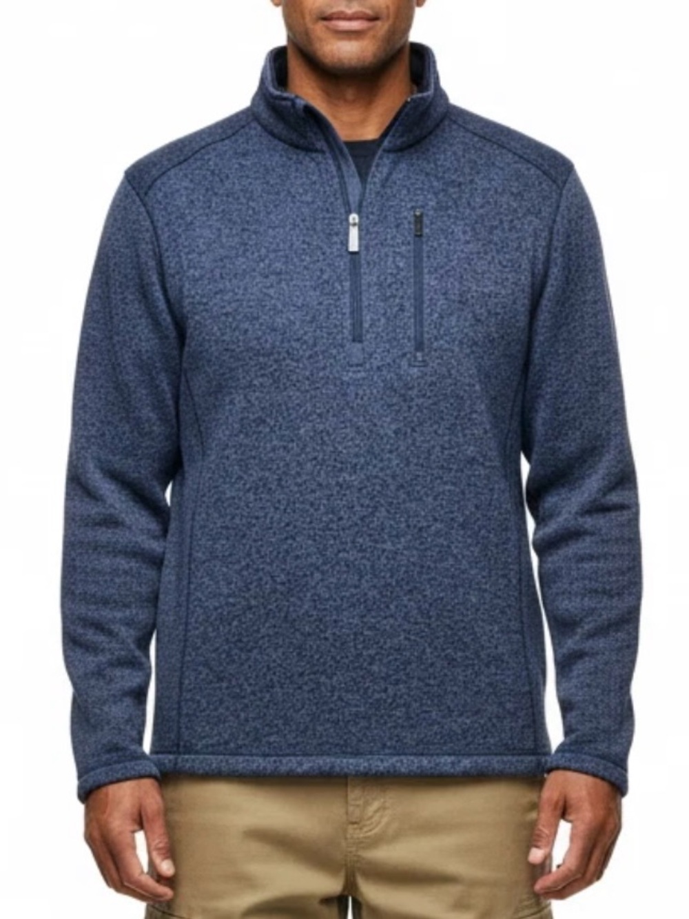 Woolrich 1/4 Zip Pullover Fleece Long Sleeve Sweater Mens Large Heather Blue